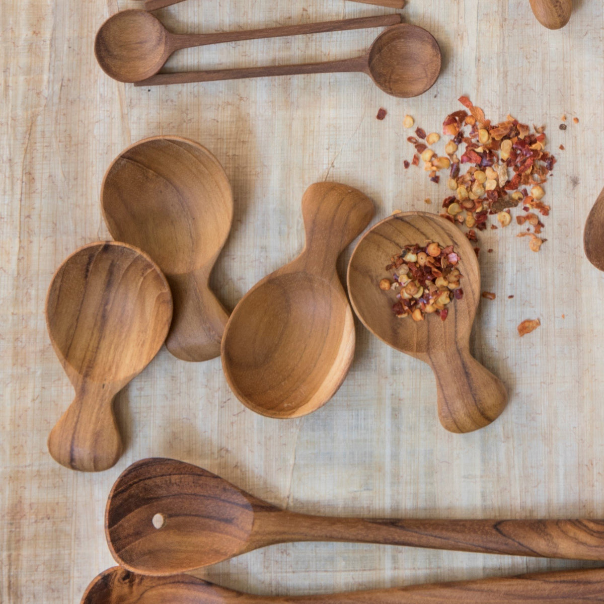 Teak Measuring Cups with Handle, Set of 4