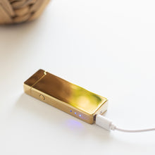 Load image into Gallery viewer, USB Lighter Co. Rechargeable Pocket Lighter - Gold

