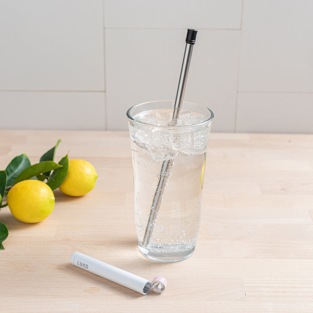 Reusable Drinking Straw white with pink top